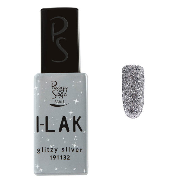 I-LAK soak off gel polish glitzy silver - 11ml